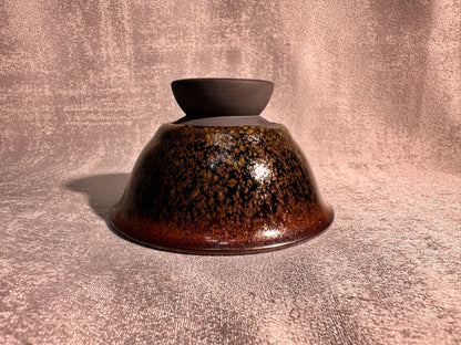 Cup14-Flower moon night pattern black glaze elegant high foot palace bow shape cup
