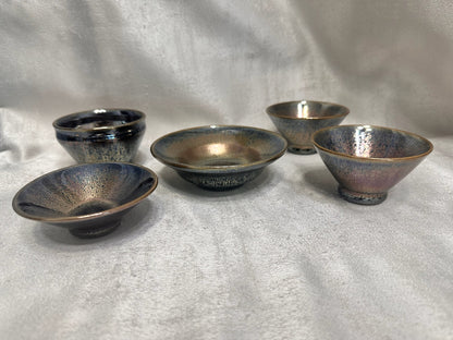 Fully glazed black gold glaze golden oil droplet pattern oil lamp shape cup