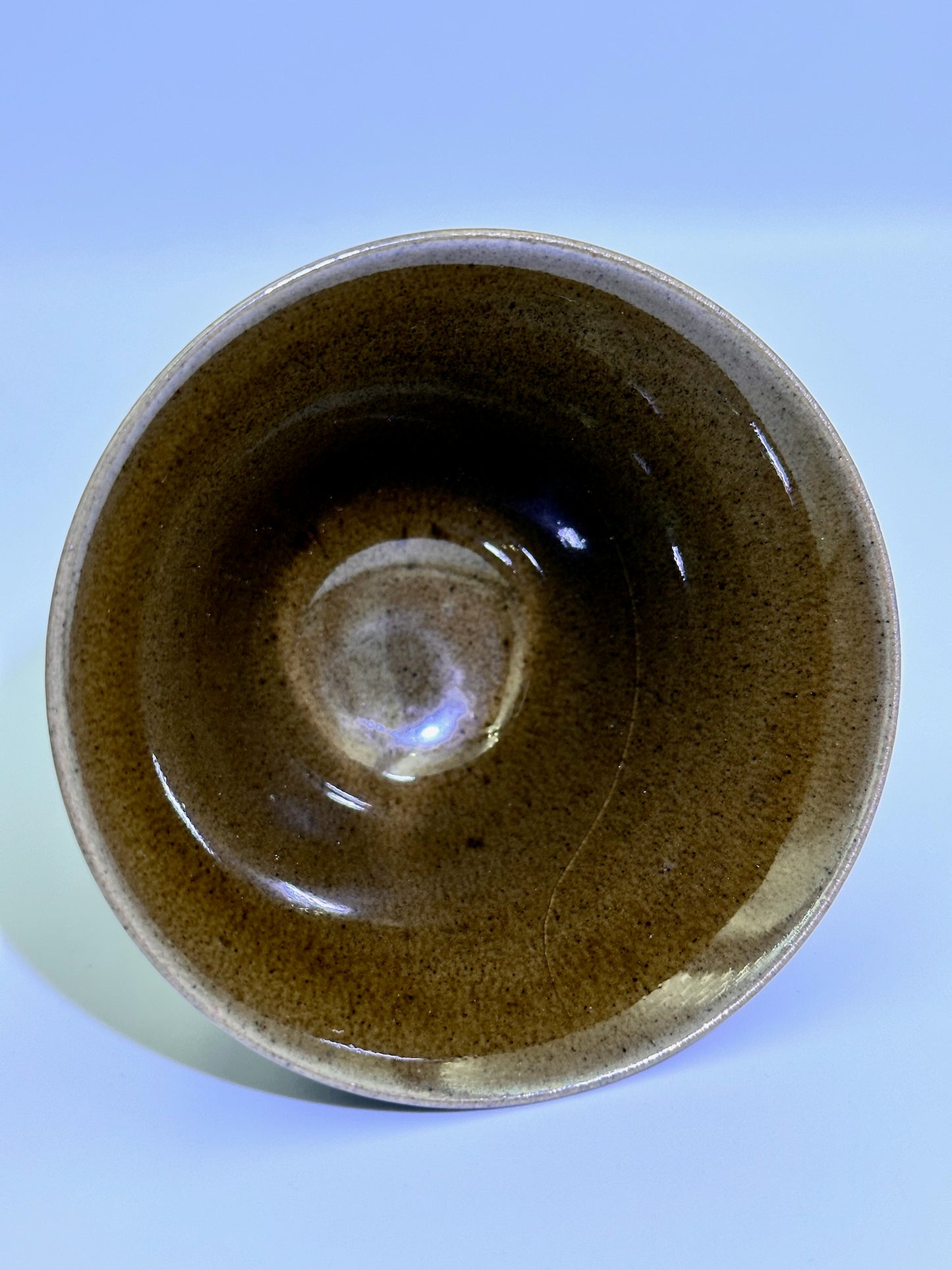 Tea foam color jade-like glaze, ice crackles thin clay body bell shape cup