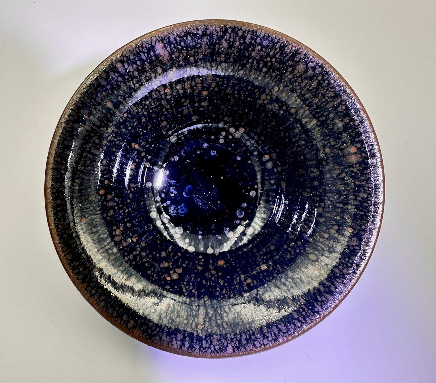 Ancient Song Dynasty style black gold glaze oil droplet pattern flare mouth cup with a glaze drip, Xiling seal art society