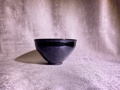 Cup8-Black gold glaze snow flake oil droplets pattern tied mouth shape by WangZhangLiang