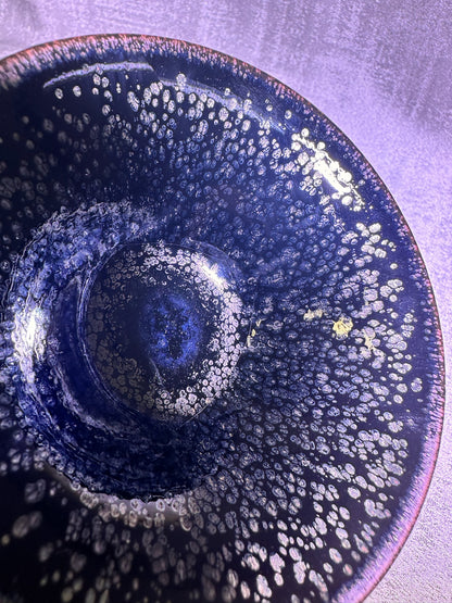 Cup23-Black gold glaze oil droplet pattern copper rim flared mouth shape cup home decoration by YeShiMing