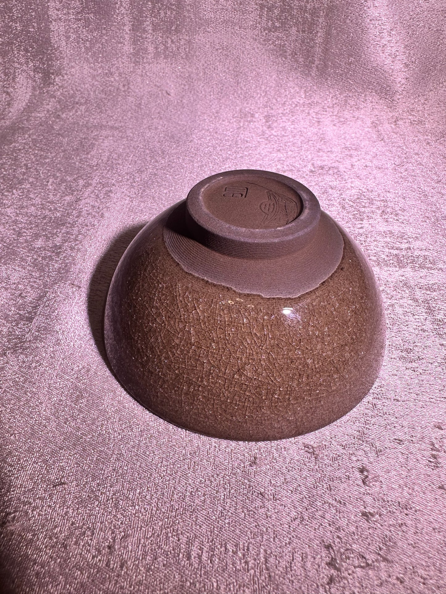 Cup24-Tea foam glaze with ice-like crackles and crab-eye bubble droplets flat mouth shape cup