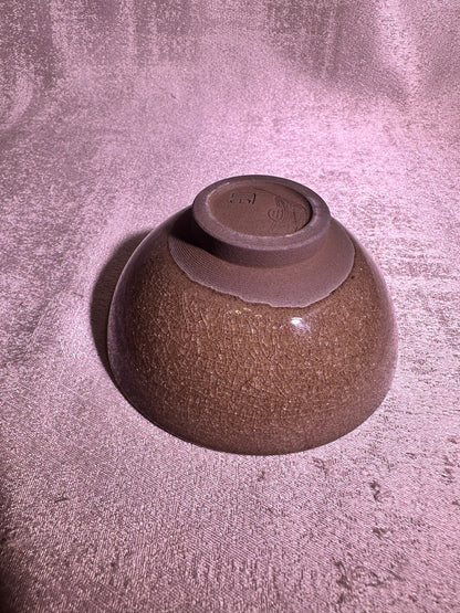 Cup24-Tea foam glaze with ice-like crackles and crab-eye bubble droplets flat mouth shape cup