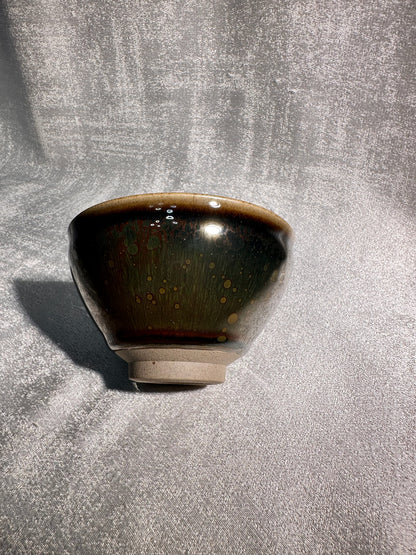Cup13-Red halo oil droplet Yohen glaze blue hare’s fur Tied mouth Jianzhan cup