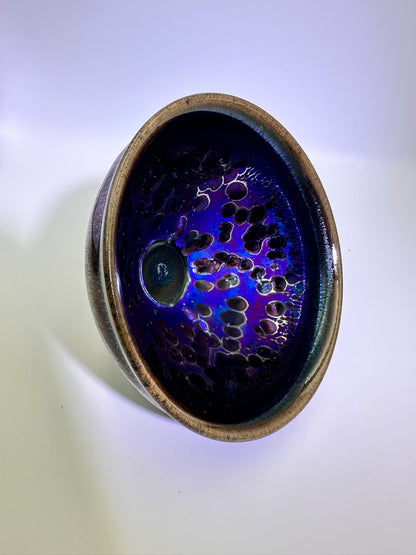 Black glaze galaxy purple Yohen oil droplet tied mouth shape cup, FangXiaoMing