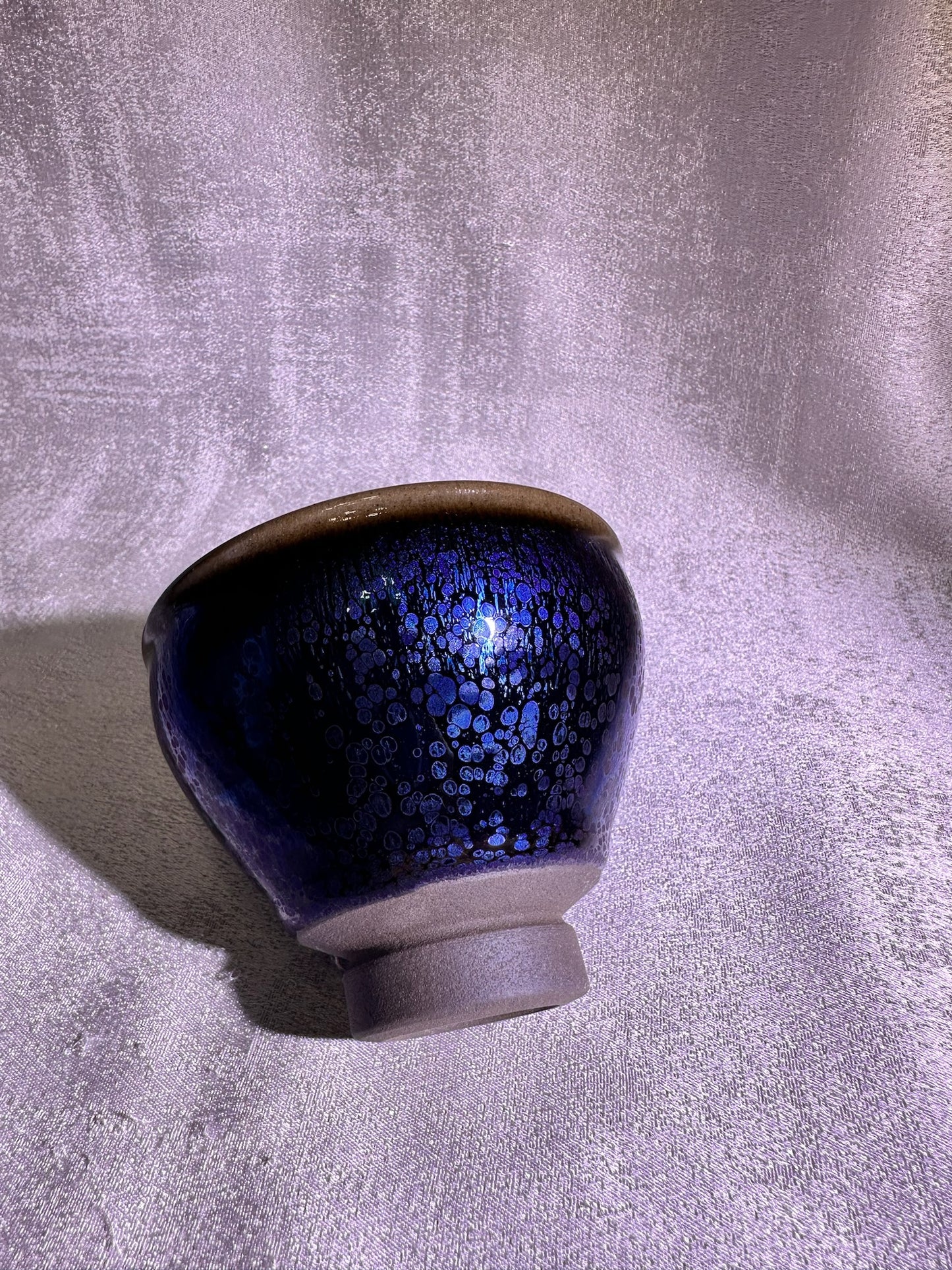 Black blue glaze dazzling Yohen pattern unique tied mouth shape, YouGuanWei
